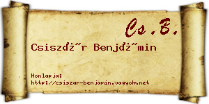 Csiszár Benjámin névjegykártya
