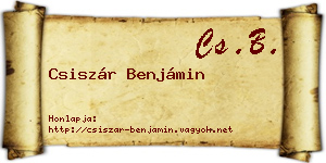 Csiszár Benjámin névjegykártya